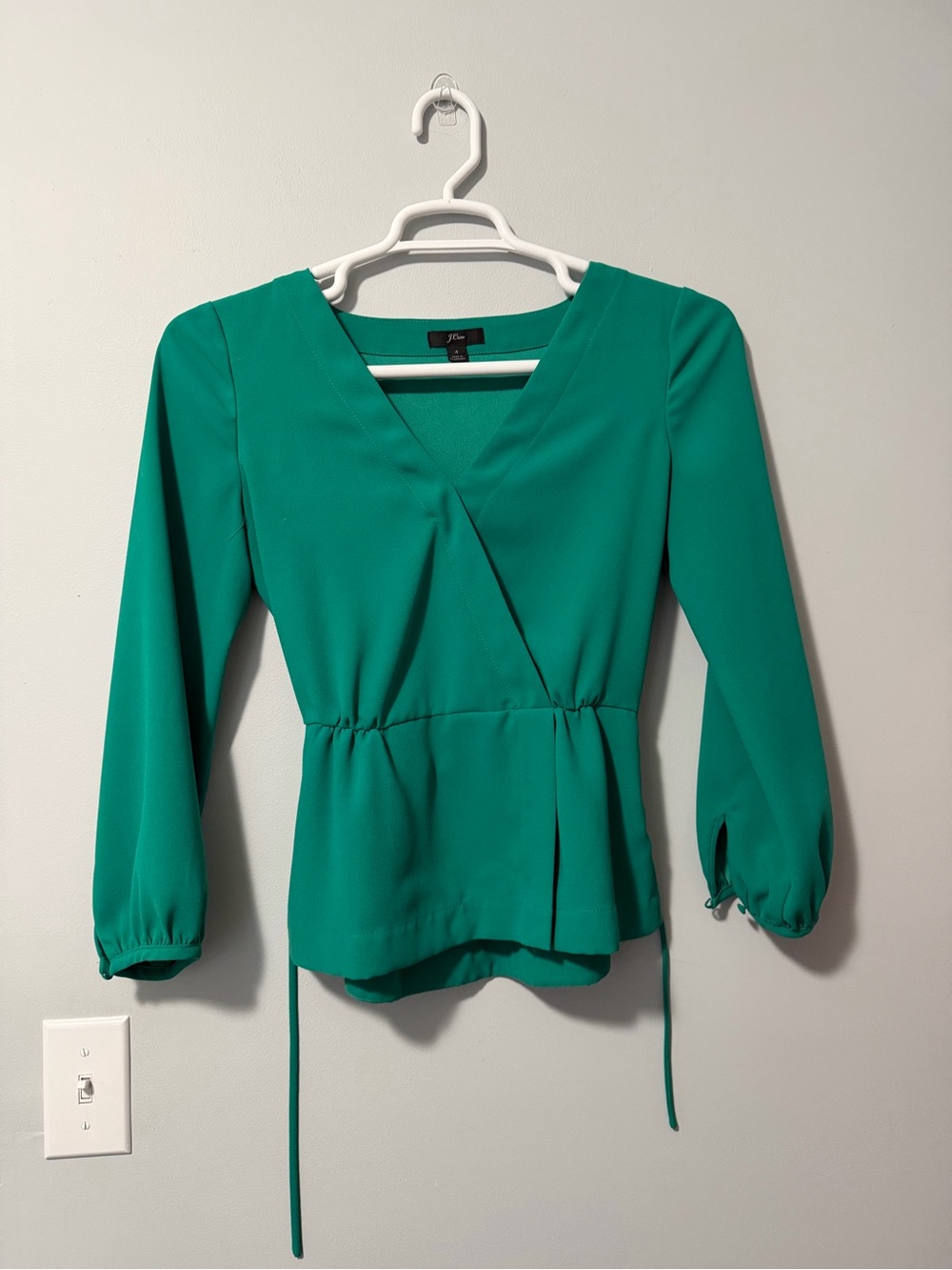 J. Crew Emerald Green Wrap Peplum Blouse